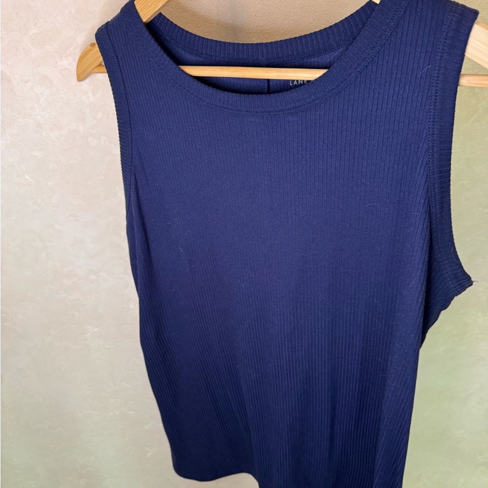 Lane Bryant Deep Navy Ribbed Tank Top